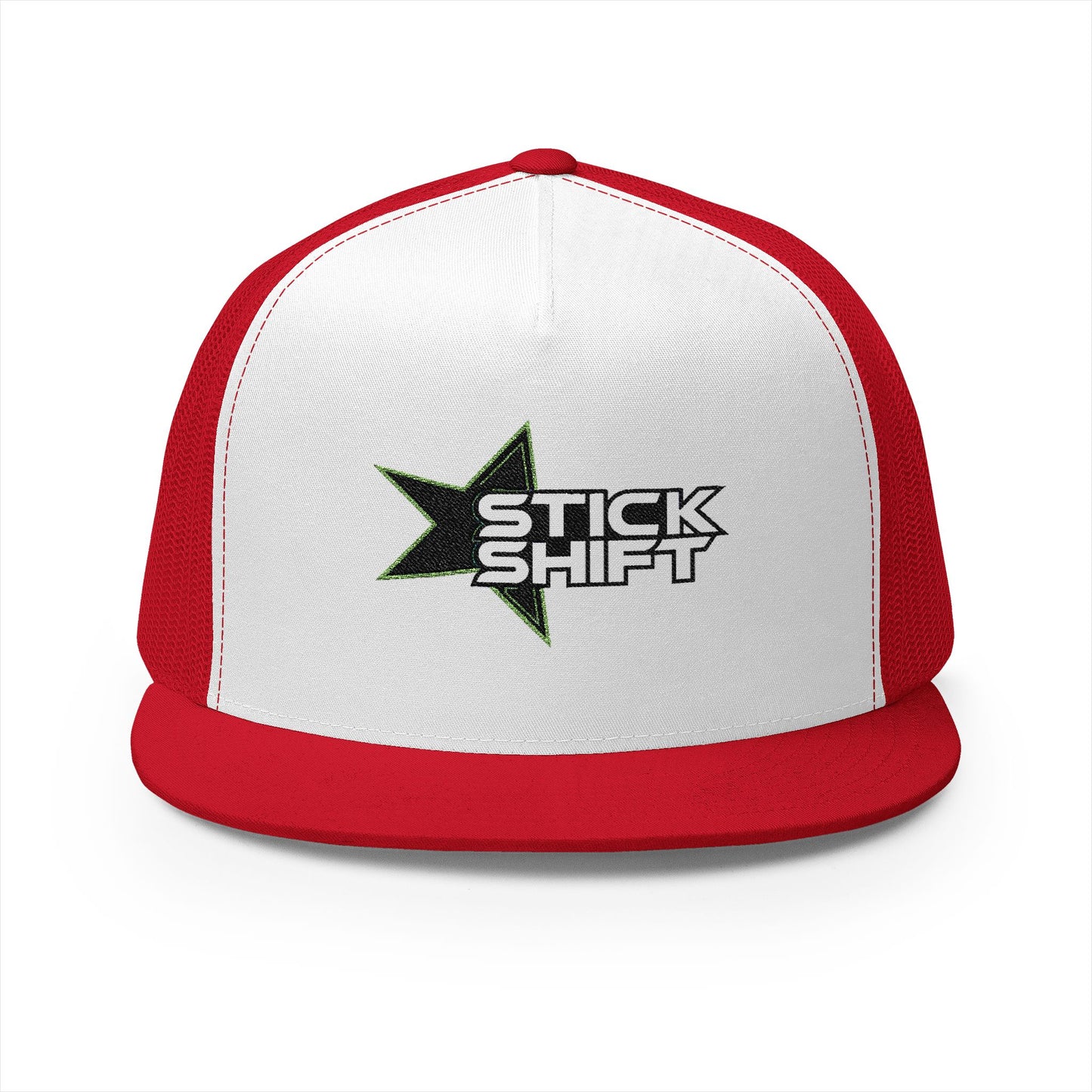 Stylish Stickshift Embroidered 5 Panel Trucker Cap,