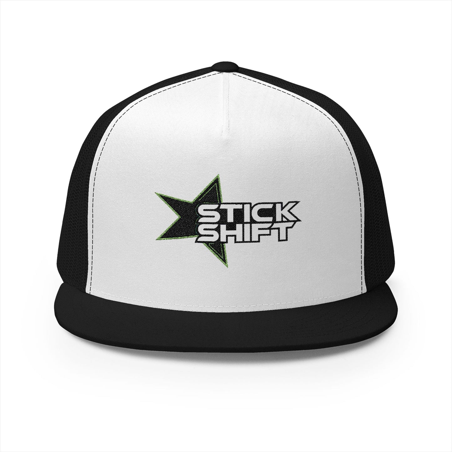 Stylish Stickshift Embroidered 5 Panel Trucker Cap,